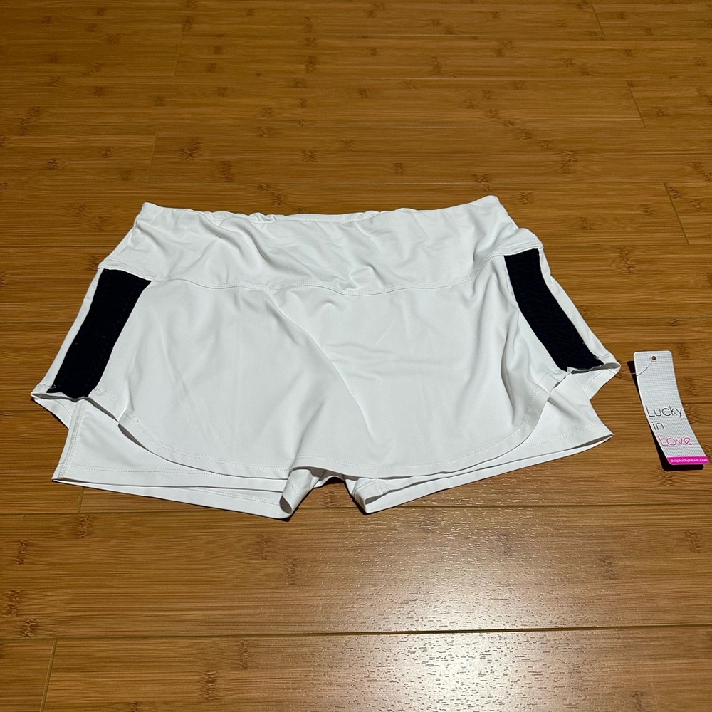Lucky in love white skirt with navy blades (L)